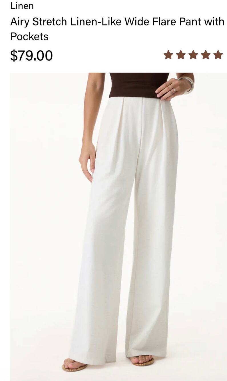 Brand New OGL Women's Size 2XL Airy Stretch Linen Wide Leg Pants White